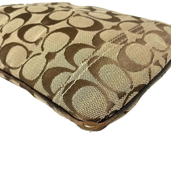 COACH Hamptons Signature Swing Pack 10250 Khaki Dark Brown Jacquard Leather - Picture 5 of 9